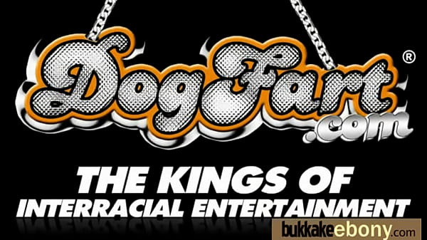 Ebony gets group cumshots